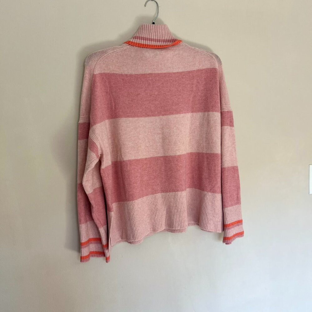 J Crew Striped Pink turtleneck sweater in Supersoft yarn size XL